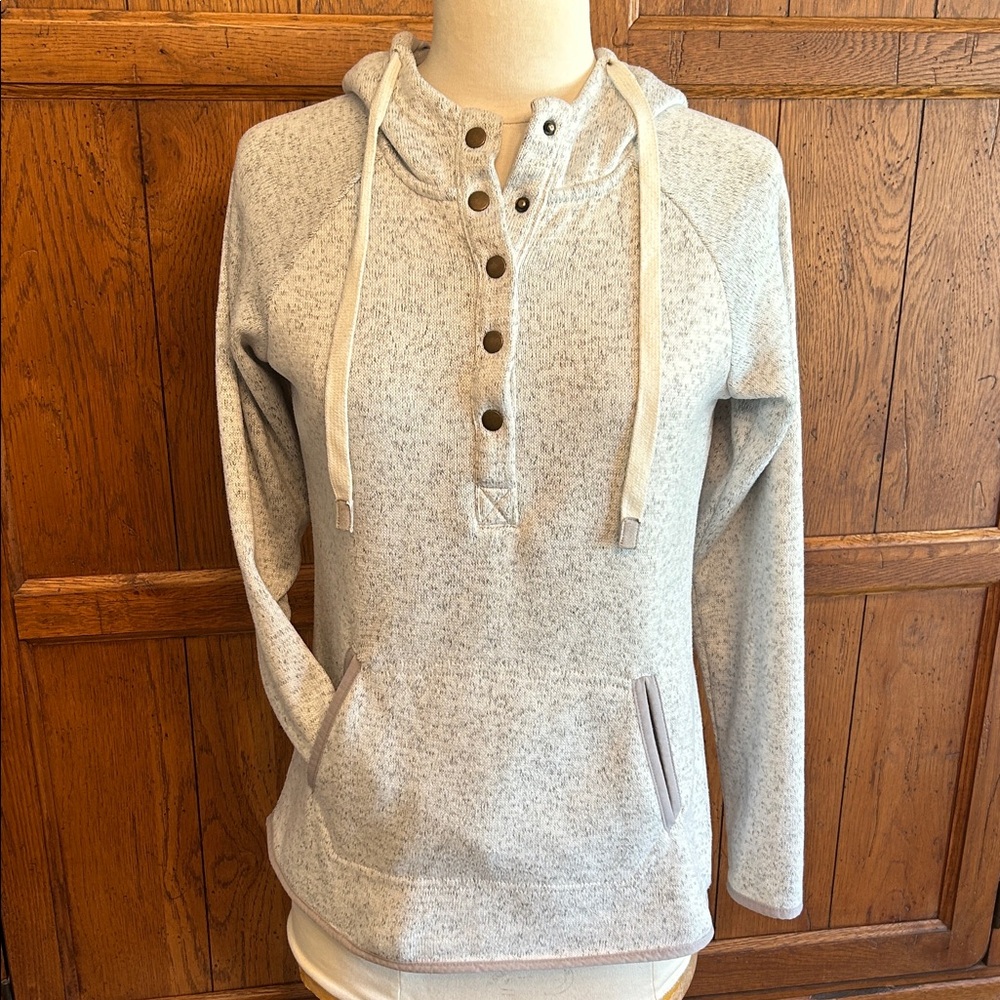 🌻Thread & Supply Light Gray Button-Up Pullover Hoodie Size XS